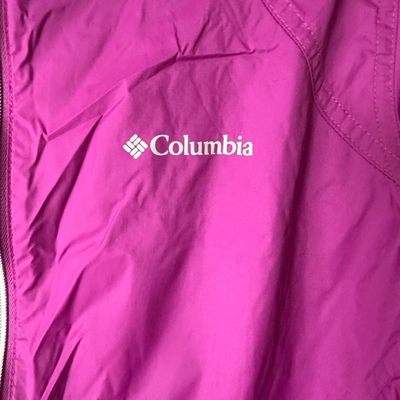 COLUMBIA Pink Hooded Medium Windbreaker Raincoat - Picture 5 of 10